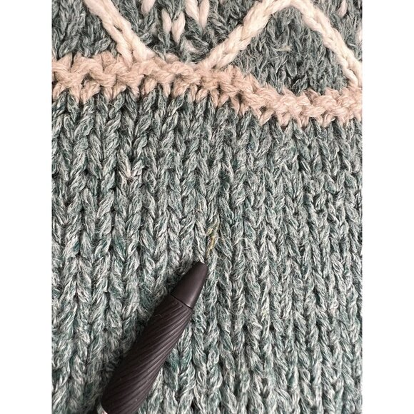 Shenanigans Hand Knit Womens S Cabincore Granny‎ Ramie Blend Green Sweater READ - Picture 10 of 10
